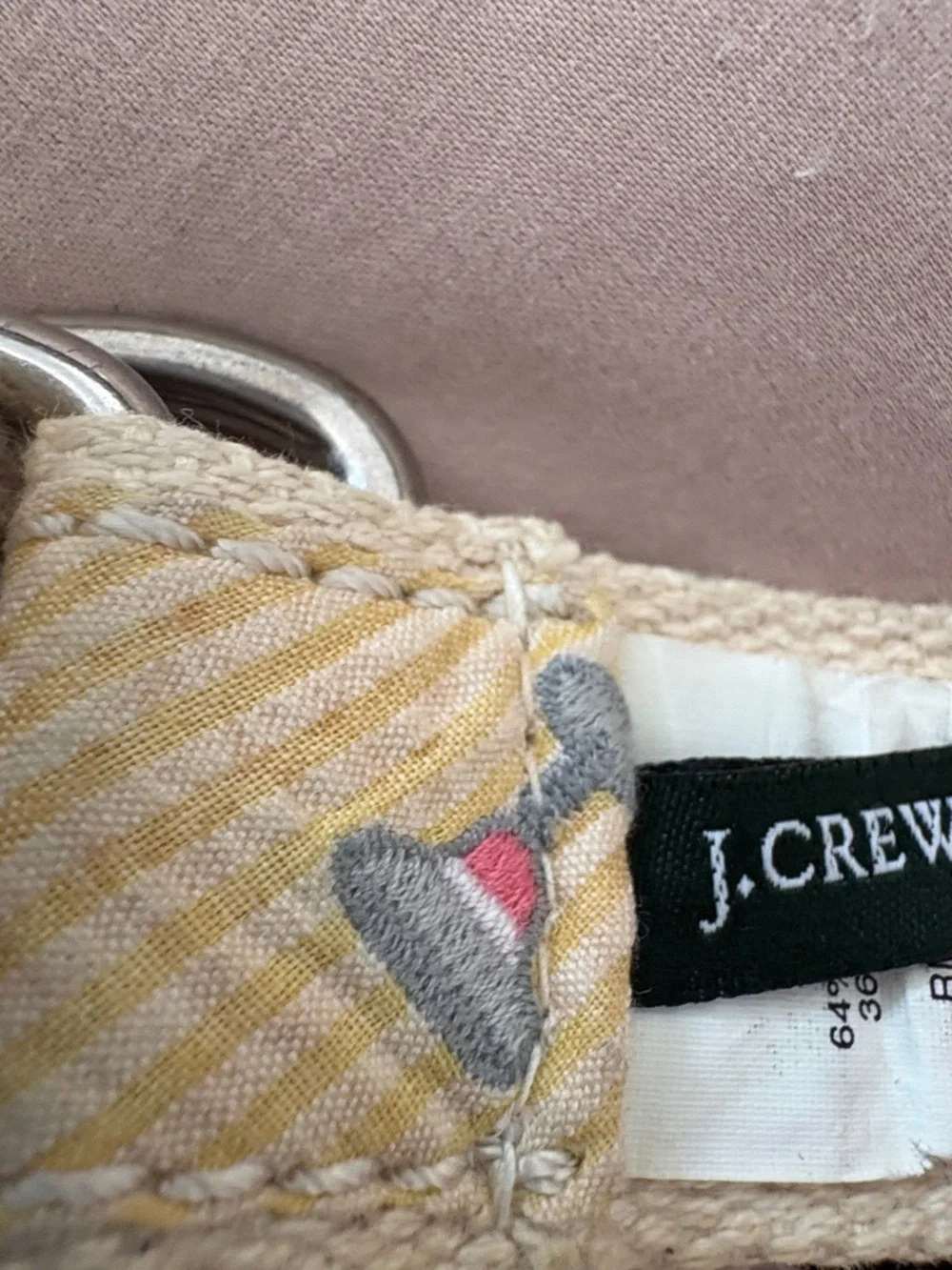 J. Crew Tan Woven Belt with Gray and Pink Margaritas and Lime Embroidered Accent - Picture 3 of 3
